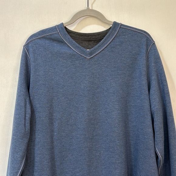 JOHNSTON MURPHY MENS REVERSIBLE LONG SLEEVE SWEATER GRAY BLUE V NECK SZ LARGE - Picture 4 of 13